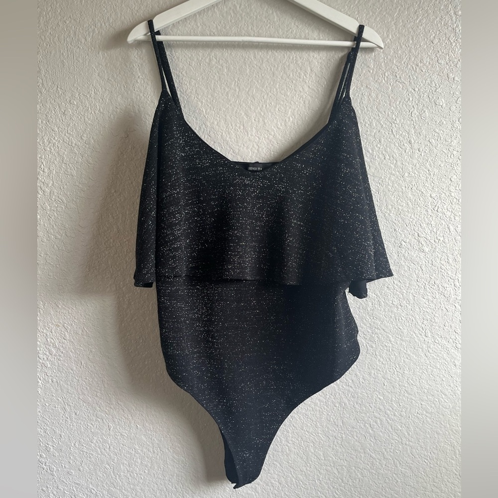 Forever 21 Sparkle Black Bodysuit